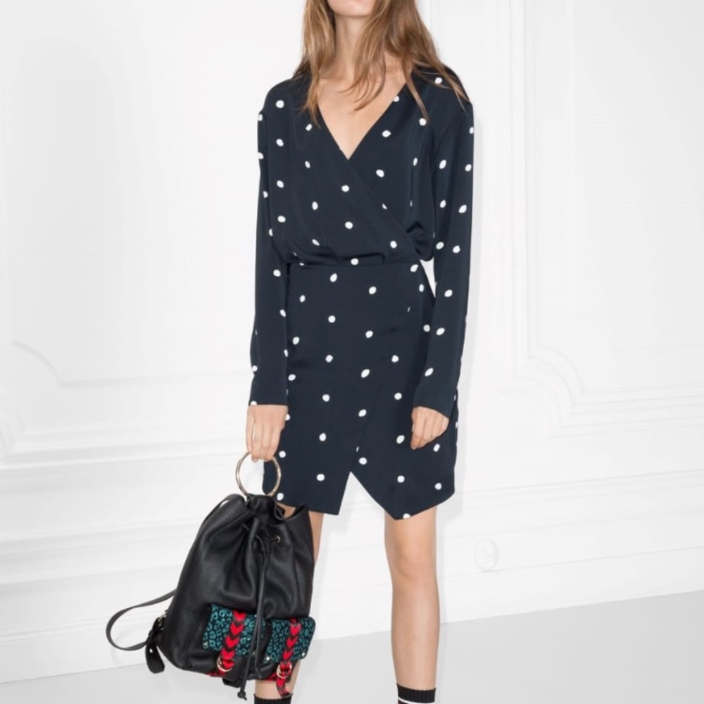 And other stories polka dot wrap dress sz. 4